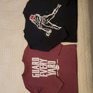 Two Children's place long sleeve tshirts, size M 7-8, maroon, black